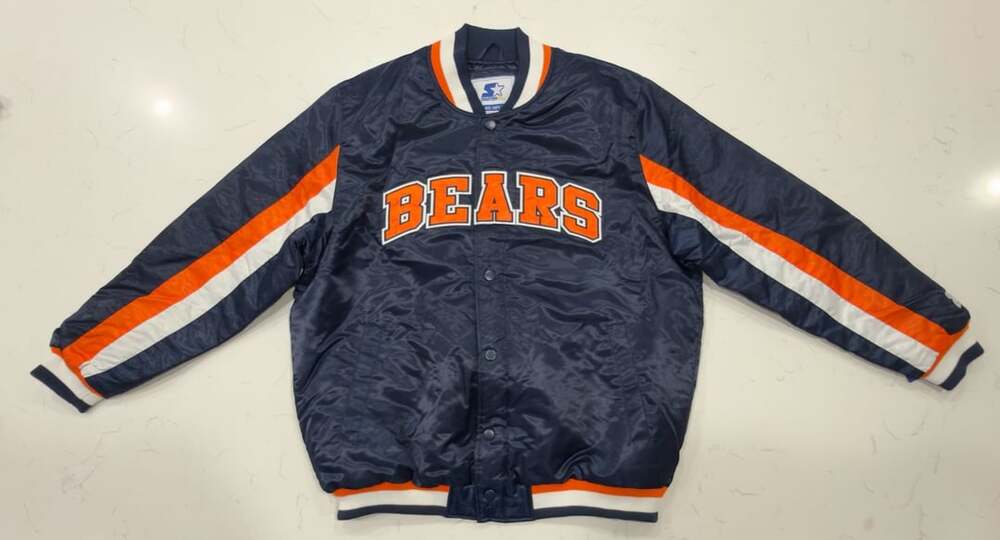 Starter 50 Chicago Bears Quilt-Lined Satin Bomber Jacket XXL